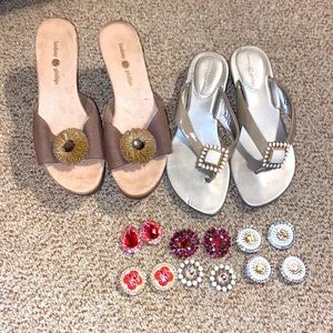 ⭐️2 Pairs of Lindsay Phillips Interchangeable Sandals PLUS 6 Extra Charms⭐️